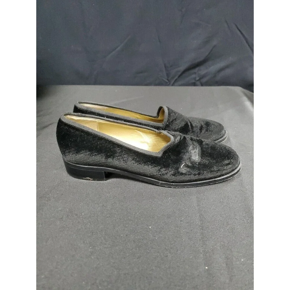 YSL Yves Saint Laurent Black Calf Hair Slip-On Loafers Shoes Women's Size 6